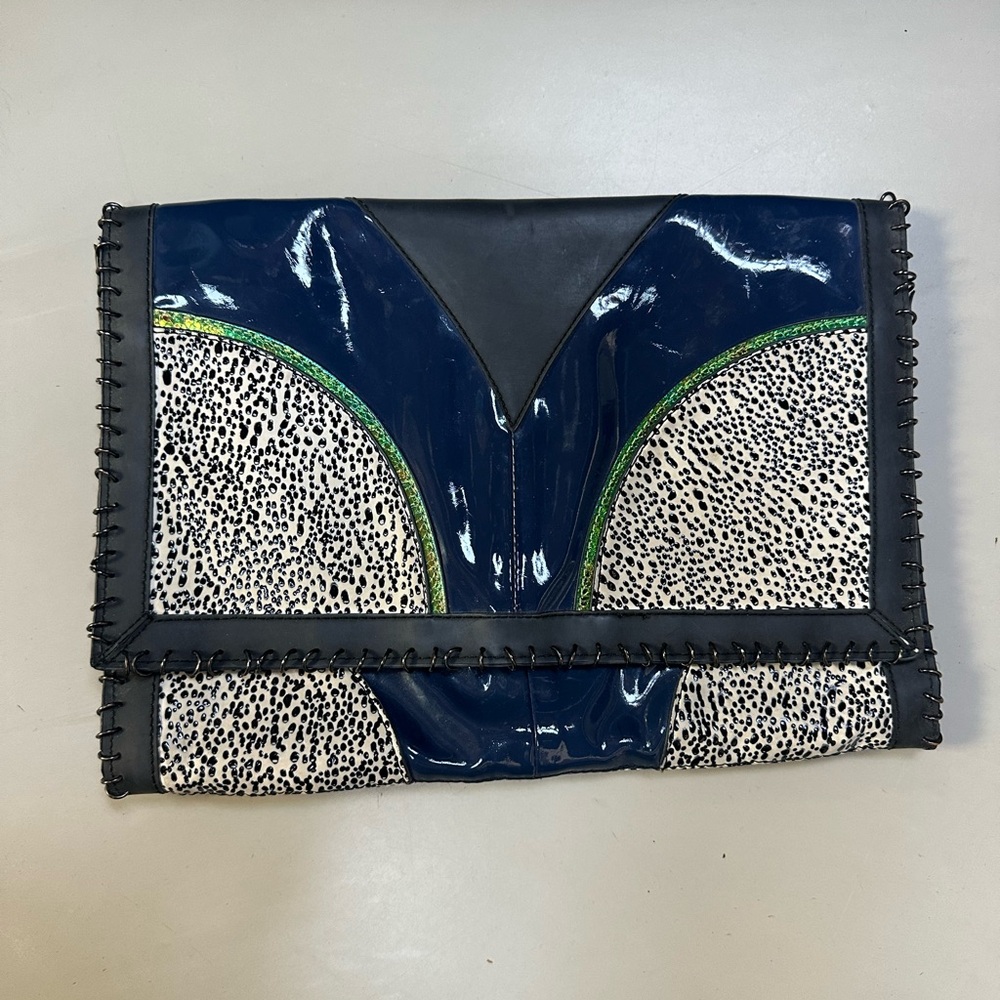 ASOS Clutch - Multi color Pattern Blue/Black/White Oversized Clutch